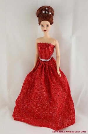 2015 Limited Edition Holiday Gown in Red Sparkles and Sequined Bodice Made to Fit Barbie Doll